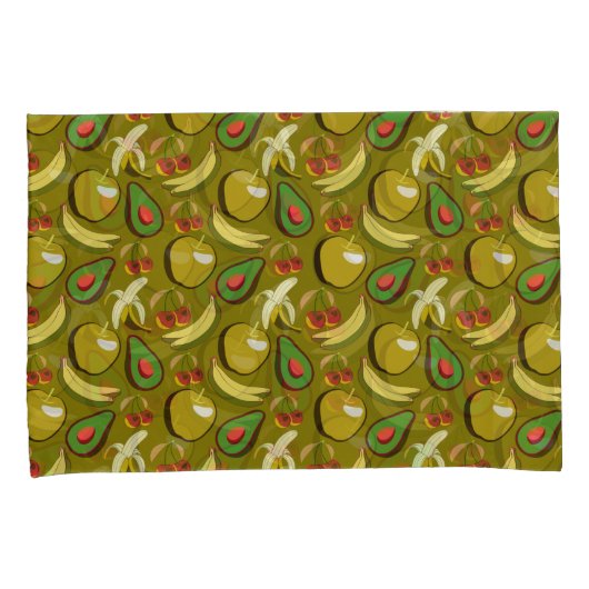 Tropical fruit seamless pattern yellow 枕カバー (正面右)