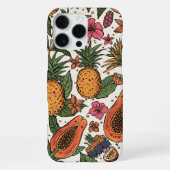 Tropical Fruit Squad | Cute Retro Pineapple Papaya iPhoneケース (裏面)