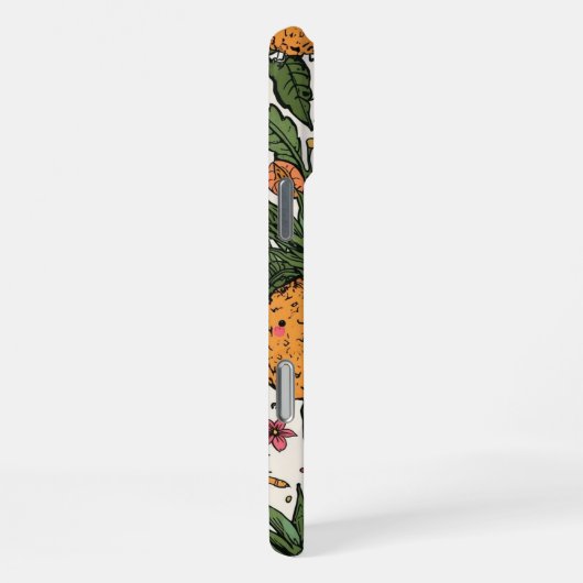 Tropical Fruit Squad | Cute Retro Pineapple Papaya iPhoneケース (右側面)