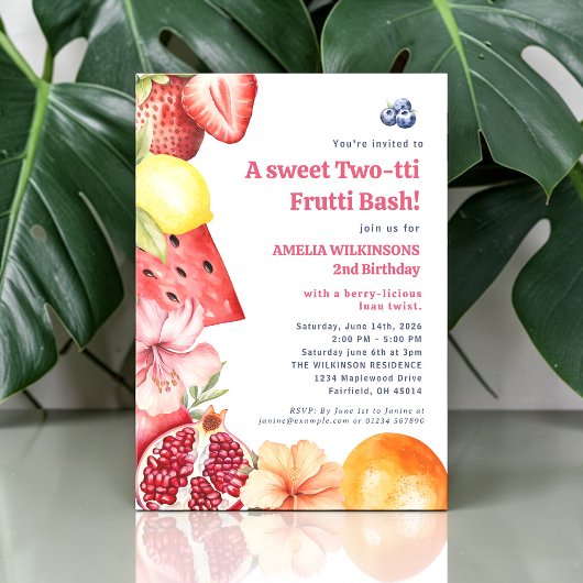 Tropical Fruit Watercolor Two-tti Party Invitation 招待状