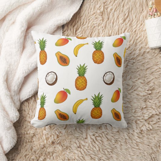 Tropical Fruits Pattern – Exotic Summer Design クッション (ブランケット)
