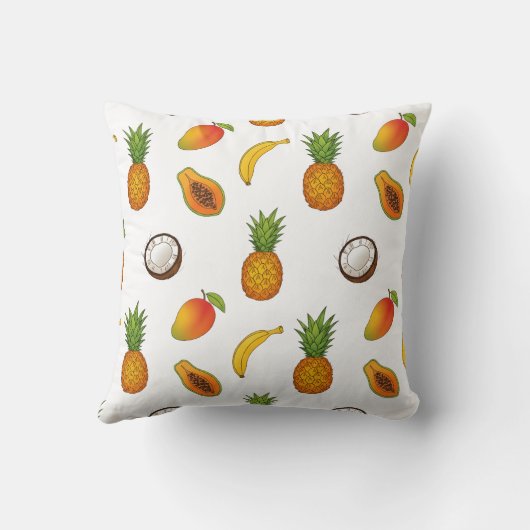 Tropical Fruits Pattern – Exotic Summer Design クッション (裏面)