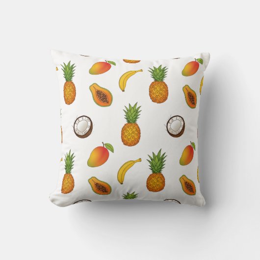 Tropical Fruits Pattern – Exotic Summer Design クッション (正面)