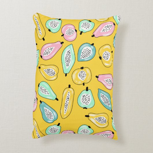 Tropical fruits print pattern illustration アクセントクッション (裏面(縦))