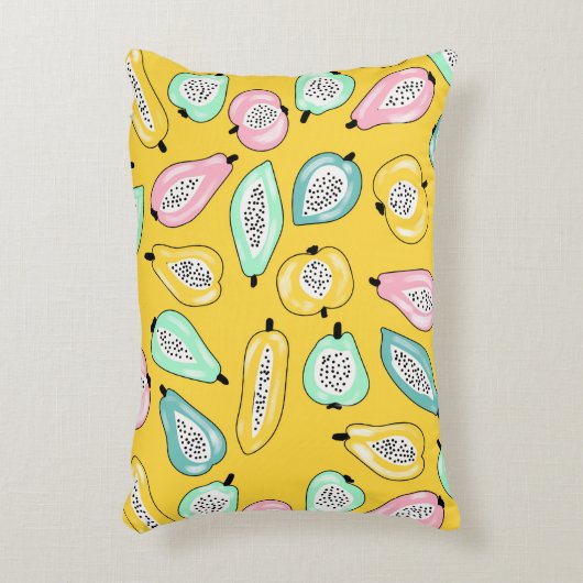 Tropical fruits print pattern illustration アクセントクッション (正面(垂直))