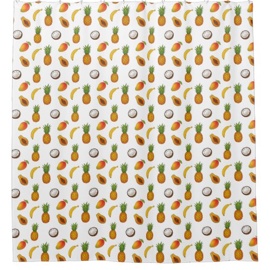 Tropical Fruits Seamless Pattern シャワーカーテン (正面)