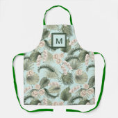 Tropical Garden Floral Orchid & Palm Pattern エプロン (正面)