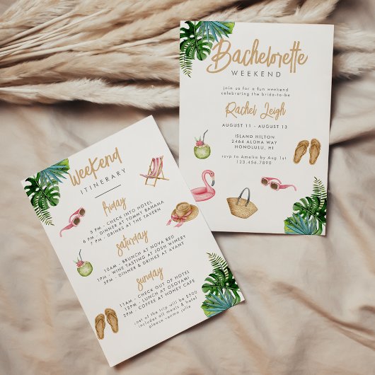 Tropical Getaway Bachelorette Weekend Invitation 招待状