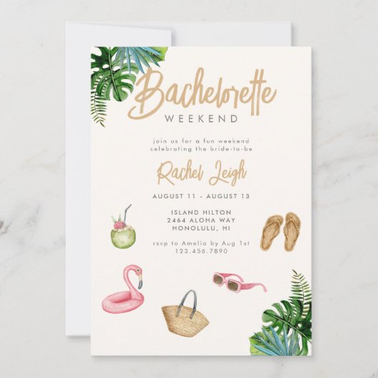 Tropical Getaway Bachelorette Weekend Invitation 招待状 (正面)