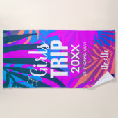 Tropical Girls Trip （クラウン、年、名前） ビーチタオル (正面)