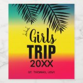 Tropical Girls Trip （クラウン、年、名前） ワインラベル (シングルラベル)