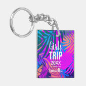 Tropical Girls Trip with Crown, Year, and Name キーホルダー (正面左)