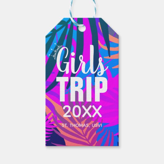 Tropical Girls Trip with Crown, Year, and Name ギフトタグ (正面)