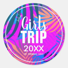 Tropical Girls Trip with Crown, Year, and Name ラウンドシール