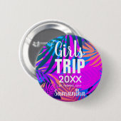 Tropical Girls Trip with Crown, Year, and Name 缶バッジ (正面&裏面)