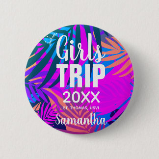 Tropical Girls Trip with Crown, Year, and Name 缶バッジ