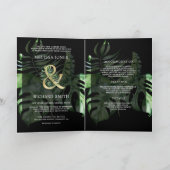 Tropical Gold Monstera Palm Black QR Code Wedding 招待状 (内部)