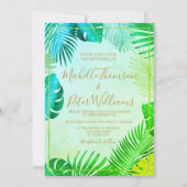 tropical gold watercolor wedding 招待状 (正面)