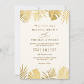 Tropical Golden Paradise Elegant QR Code Wedding 招待状 (正面)