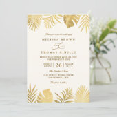 Tropical Golden Paradise Elegant QR Code Wedding 招待状 (スタンド正面)