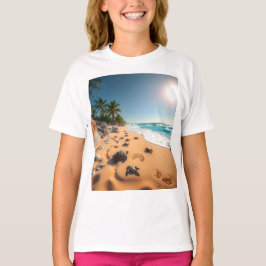 Tropical Golden Shell Beach Chic Tシャツ