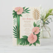Tropical Green and Blush Floral Bridal Shower 招待状 (スタンド正面)