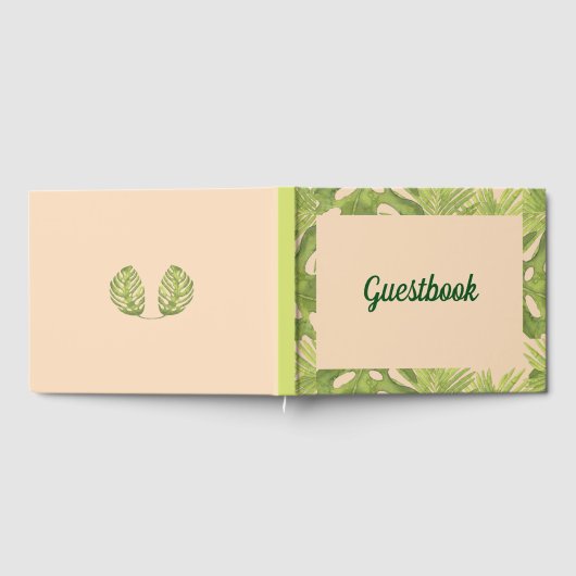 Tropical Green and Blush Wedding ゲストブック (全面)