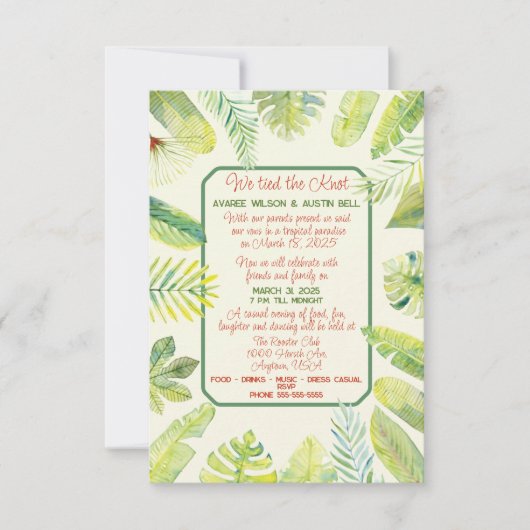 Tropical Green Foliage 招待状 (正面)