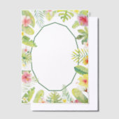 Tropical Green Foliage Red Hibiscus ベラム紙招待状 (オフセット)