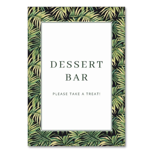 Tropical Green Leafy Dessert Bar Sign テーブルナンバー (正面)