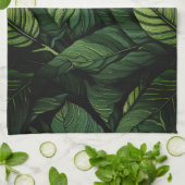 Tropical Green Leaves  Housewarming Gift キッチンタオル (折り畳み)