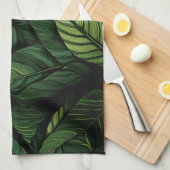Tropical Green Leaves  Housewarming Gift キッチンタオル (四つ折り)
