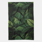 Tropical Green Leaves  Housewarming Gift キッチンタオル (縦)