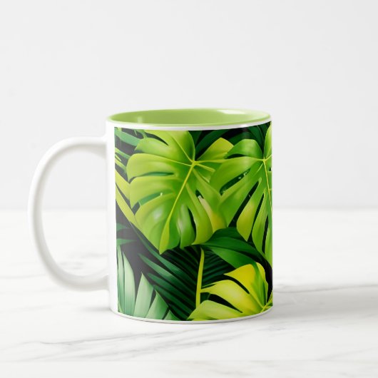Tropical Green Leaves Mug ツートーンマグカップ (左)