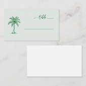 Tropical Green Minimalist Palm Tree プレイスカード (正面/裏面)