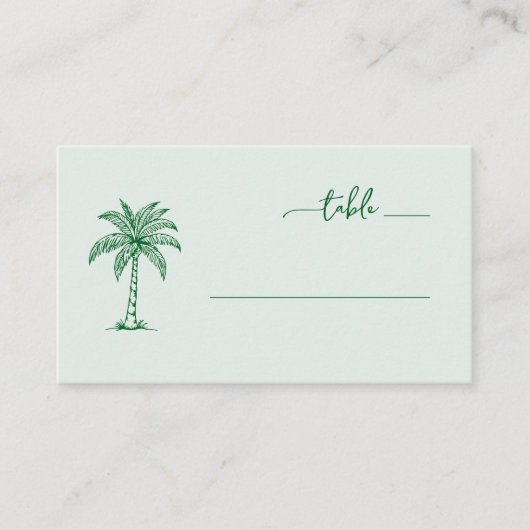 Tropical Green Minimalist Palm Tree プレイスカード (正面)