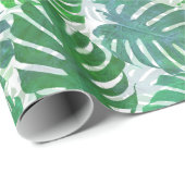 Tropical Green Monstera Palm Leaves Pattern  ラッピングペーパー (ロールコーナー)