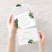 Tropical Green Palm & Banana Leaf Wedding  オールインワン招待状 (切り取り部)