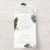 Tropical Green Palm & Banana Leaf Wedding  オールインワン招待状 (内側)