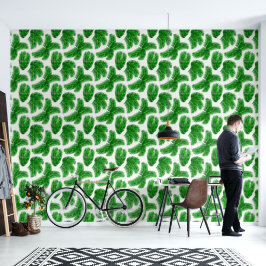 Tropical Green Palm Leaf Pattern 壁紙