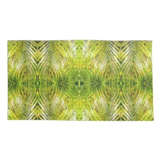 Tropical green palm leaves sunlight L-size pattern 枕カバー (裏面)