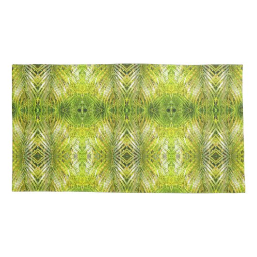 Tropical green palm leaves sunlight M-size pattern 枕カバー (裏面)