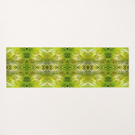 Tropical green palm leaves sunlight pattern ヨガマット (裏面(横))