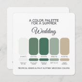 Tropical Green Palm Summer Wedding Palette Card 招待状 (正面/裏面)