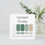 Tropical Green Palm Summer Wedding Palette Card 招待状 (スタンド正面)