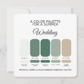 Tropical Green Palm Summer Wedding Palette Card 招待状 (正面)