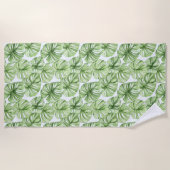 Tropical Green Palm Tree Leaves ビーチタオル (正面)