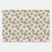 Tropical Green Palm Trees on Pink ラッピングペーパーシート (正面)