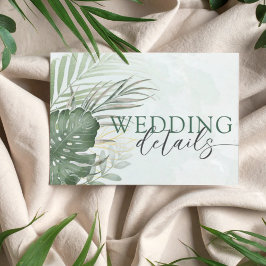 Tropical Green Watercolor Wedding Details エンクロージャーカード