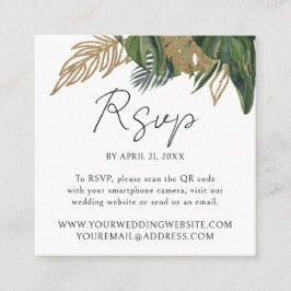 Tropical Greenery Botanical QR Code Wedding RSVP エンクロージャーカード